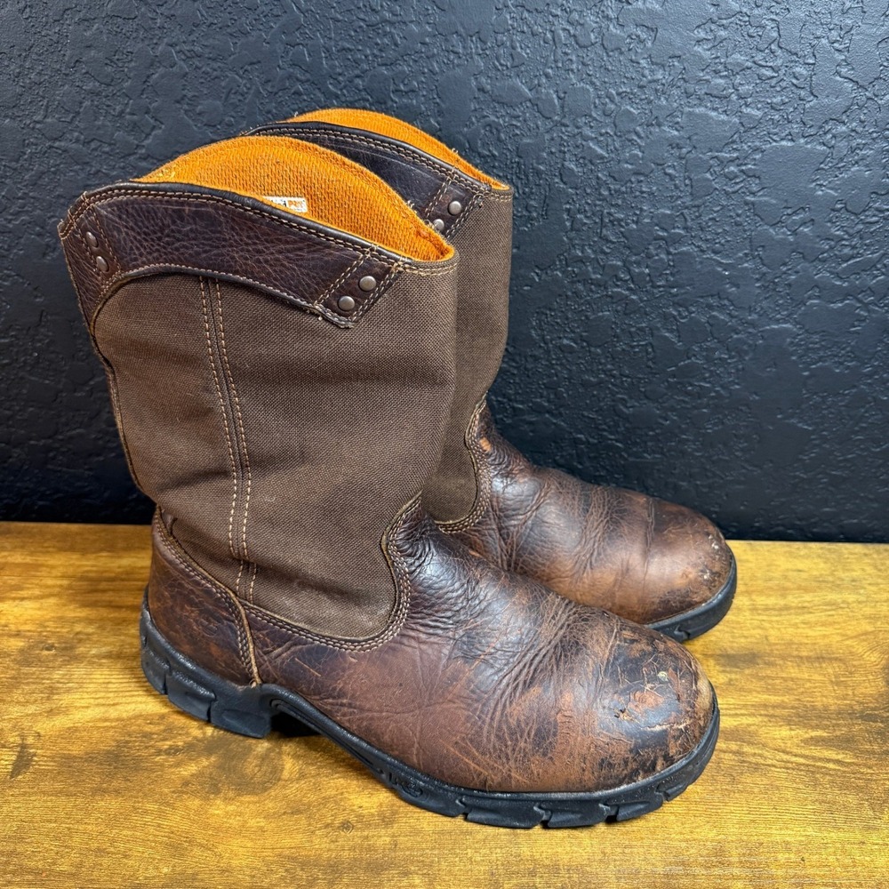 Timberland PRO PowerWelt 87559 Brown Leather Canvas Safety‎ Toe Work Boots 11M